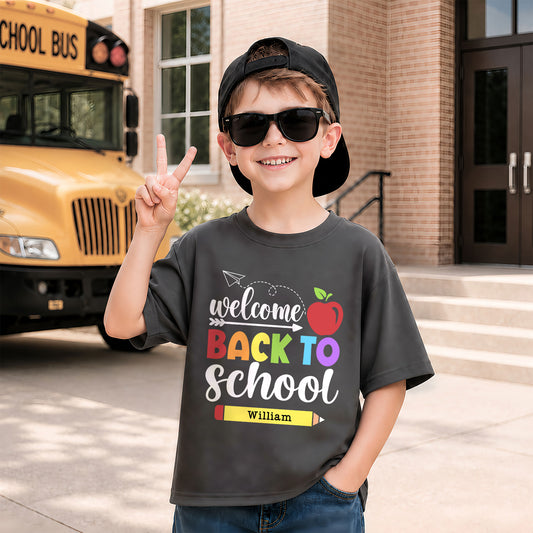 Personalized Welcome Back to School Teacher Student Shirt, Custom Name Back to School T-Shirt, First Day of School Gift Tee