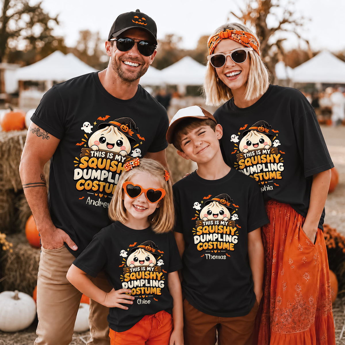 Personalized Squishy Dumpling Halloween Costume Shirt, Kawaii Spooky Dumpling Graphic Tee Gift For Kids