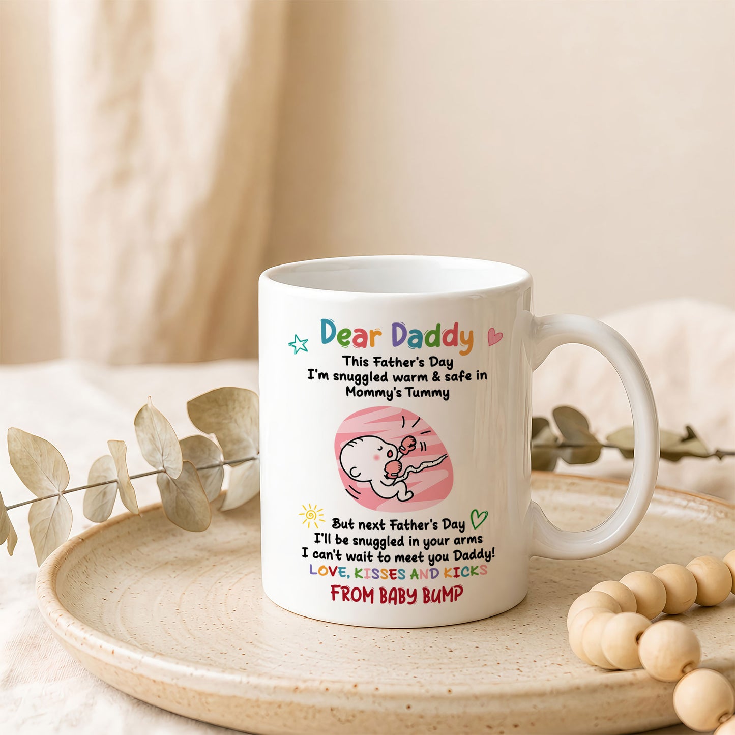Personalized Dear Daddy Father’s Day Mug – Cute Baby Love Coffee Mug for New Dad, First Father’s Day Gift