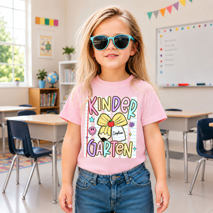 Personalized Striped Back to School Shirt for Kids Teachers – Custom Name & Grade Tee for Pre-K to 8th Grade Students, First Day Outfit