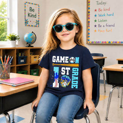Personalized Baseball Back to School Shirt, Custom Name Game On Student Tee, Pre-K to 8th Grade First Day of School T-Shirt