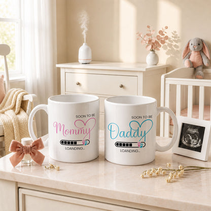 Personalized Mommy Daddy Mug Set – Matching Couple Coffee Mugs for New Parents