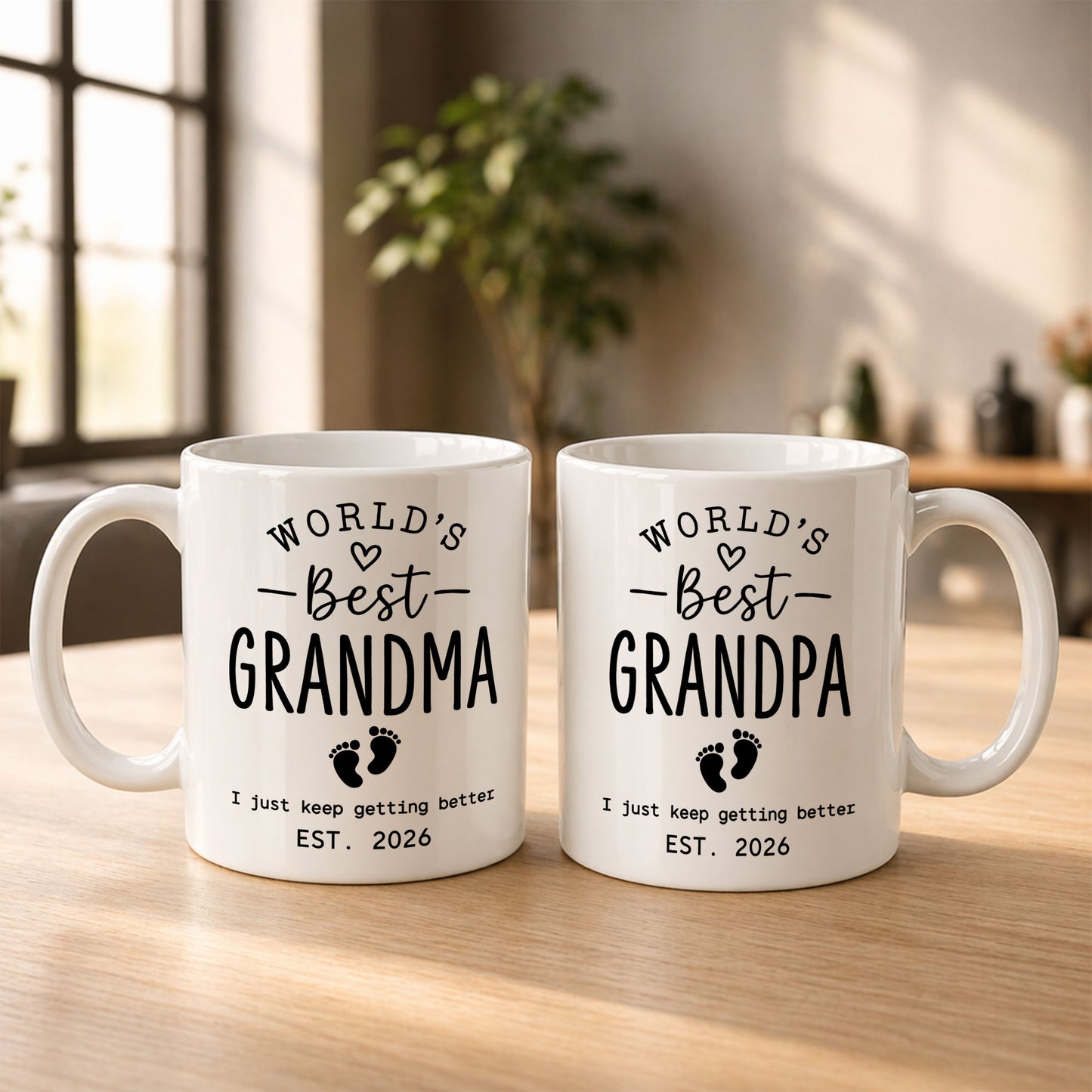 World’s Best Grandma Grandpa Mug Set – Personalized Coffee Cups