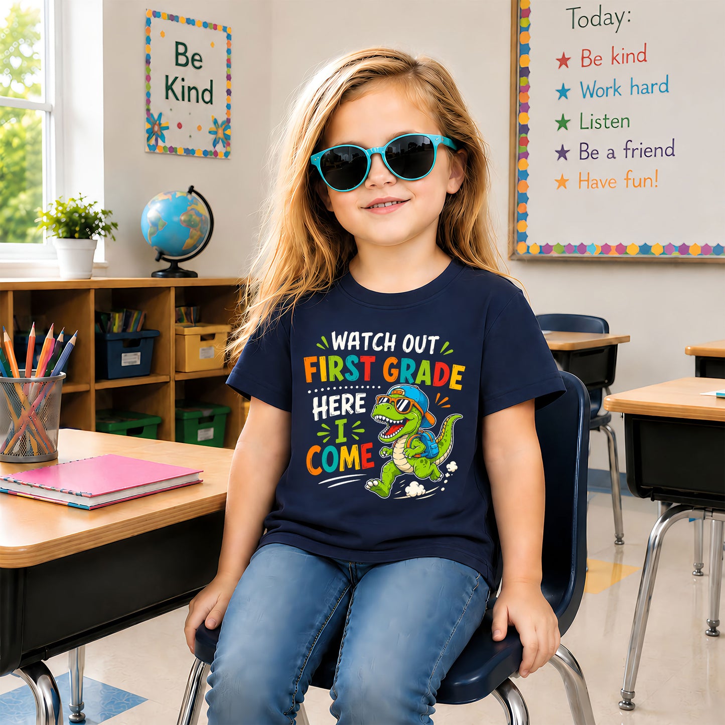 Personalized Watch Out Back to School Shirt – Custom Name & Grade Colorful Tee for Pre-K to 8th Grade Students