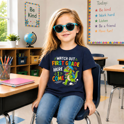 Personalized Watch Out Back to School Shirt – Custom Name & Grade Colorful Tee for Pre-K to 8th Grade Students
