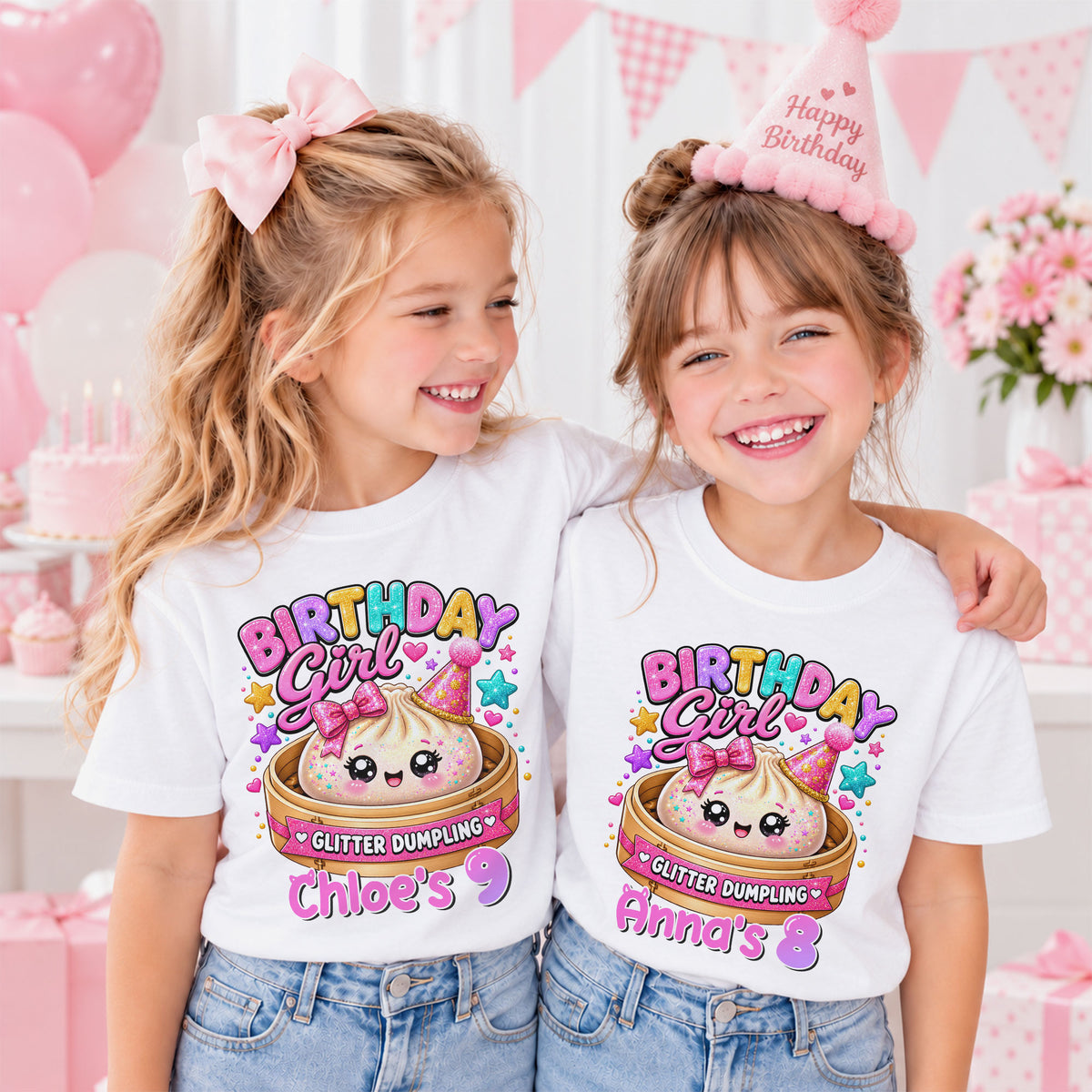Personalized Dumpling Squish Birthday T-Shirt, Custom Squish Party Shirt For Kid, Birthday Girl Graphic Tee
