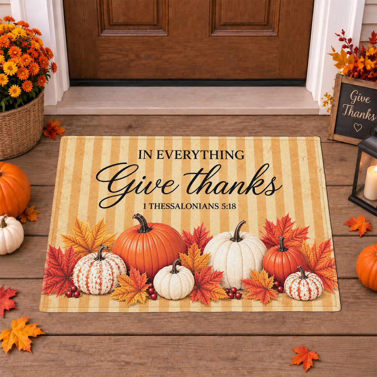 Christian Fall Thanksgiving Doormat, Religious Autumn Home Decor, Faith Inspired Welcome Mat