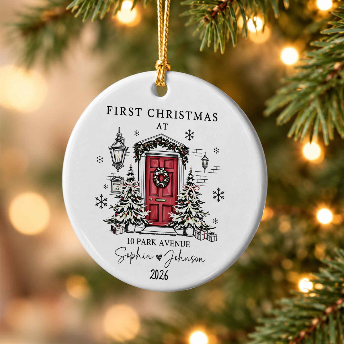 Personalized New Home Christmas Ornament, Custom Name Address Keepsake, Christmas Gift