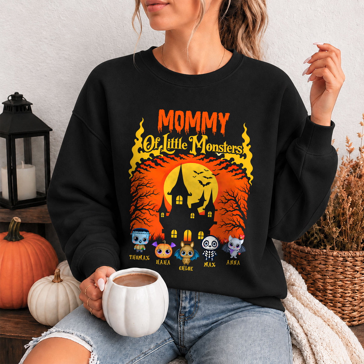 Personalized Halloween Family Shirt, Custom Characters & Names T-Shirt, Family Halloween Outfit, Cute Monster Design