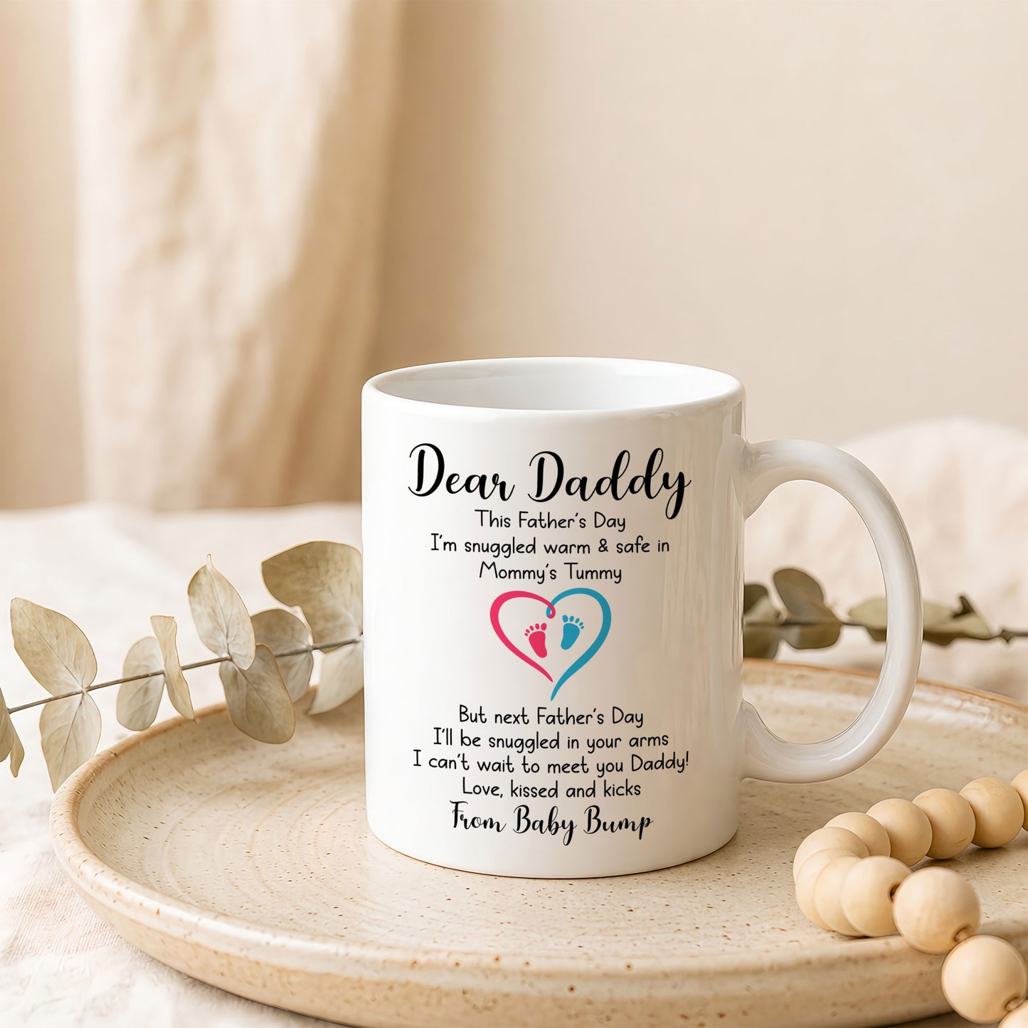 Personalized Dear Daddy Father’s Day Mug – Cute Baby Love Coffee Mug for New Dad, First Father’s Day Gift