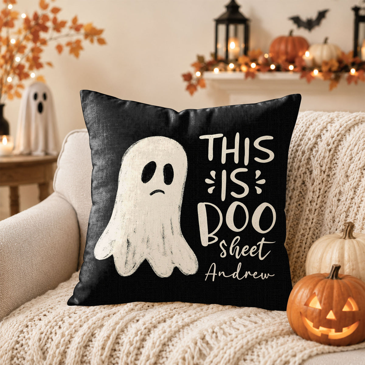 Personalized Halloween Ghost Pillow, This Is Some Boo Sheet Ghost Cushion, Cute Halloween Home Decor, Halloween Gift