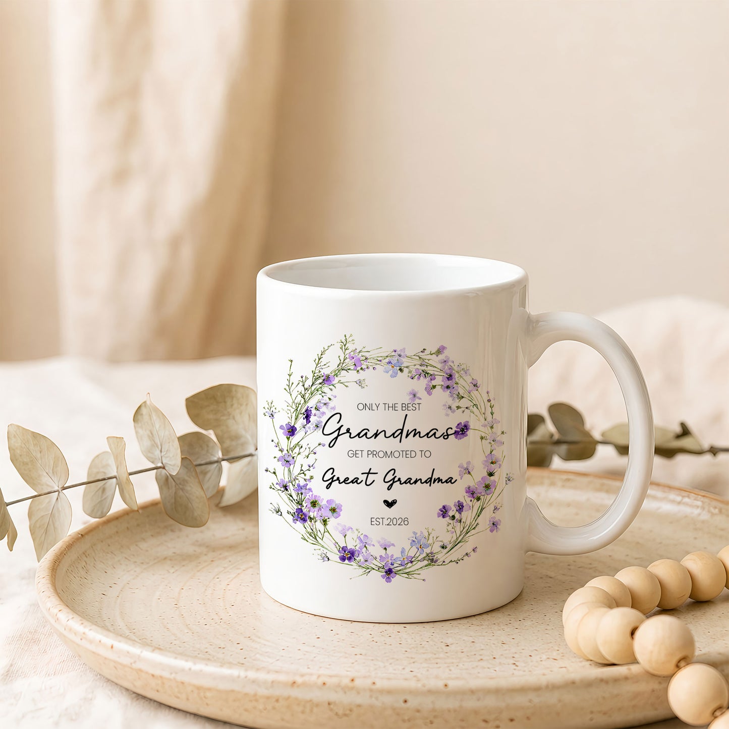 Personalized Only The Best Grandmas Mug – Floral Great Grandma Coffee Mug Est. 2026