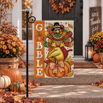 Thanksgiving Garden Flag Turkey GOBBLE WOBBLE Chestnuts Pumpkin Family Home Decor Gift For Family
