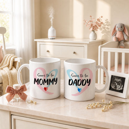 Personalized Mommy Daddy Mug Set – Matching Couple Coffee Mugs for New Parents