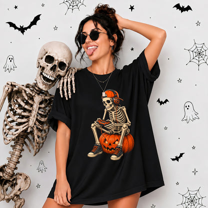 Skeleton Gamer Halloween Sweatshirt, Boys Pumpkin Gaming Shirt, Funny Halloween Gift