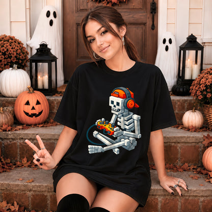Skeleton Gamer Halloween Sweatshirt, Boys Pumpkin Gaming Shirt, Funny Halloween Gift