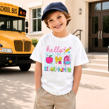 Personalized Hello School Shirt for Kids – Custom Name & Grade Back to School Tee for Pre-K to 8th Grade Students