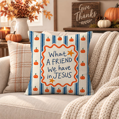 Christian Fall Throw Pillow, Jesus Faith Pumpkin Decorative Cushion, Thanksgiving Home Decor Family Gift