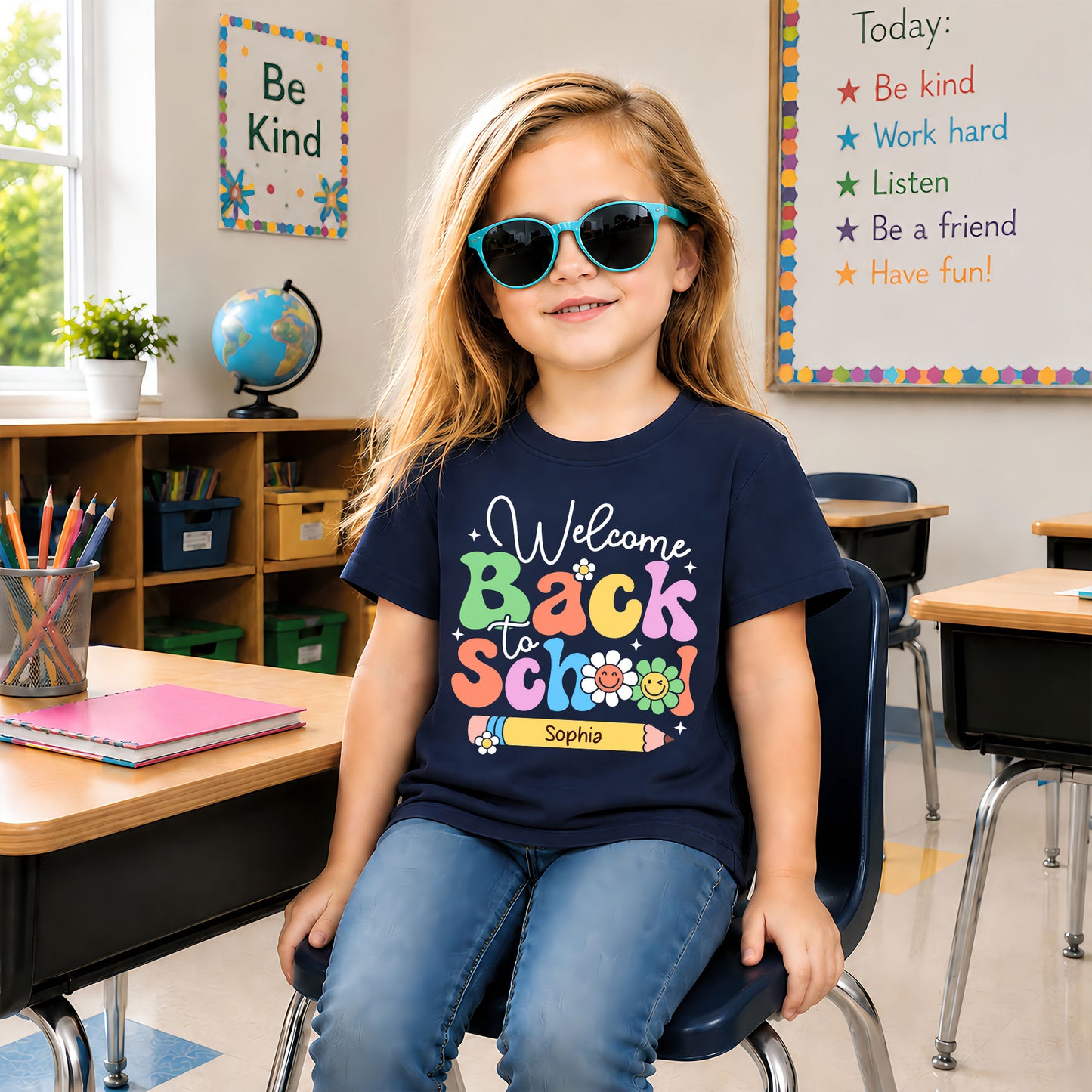 Personalized Welcome Back to School Teacher Student Shirt, Custom Name Back to School T-Shirt, First Day of School Gift Tee