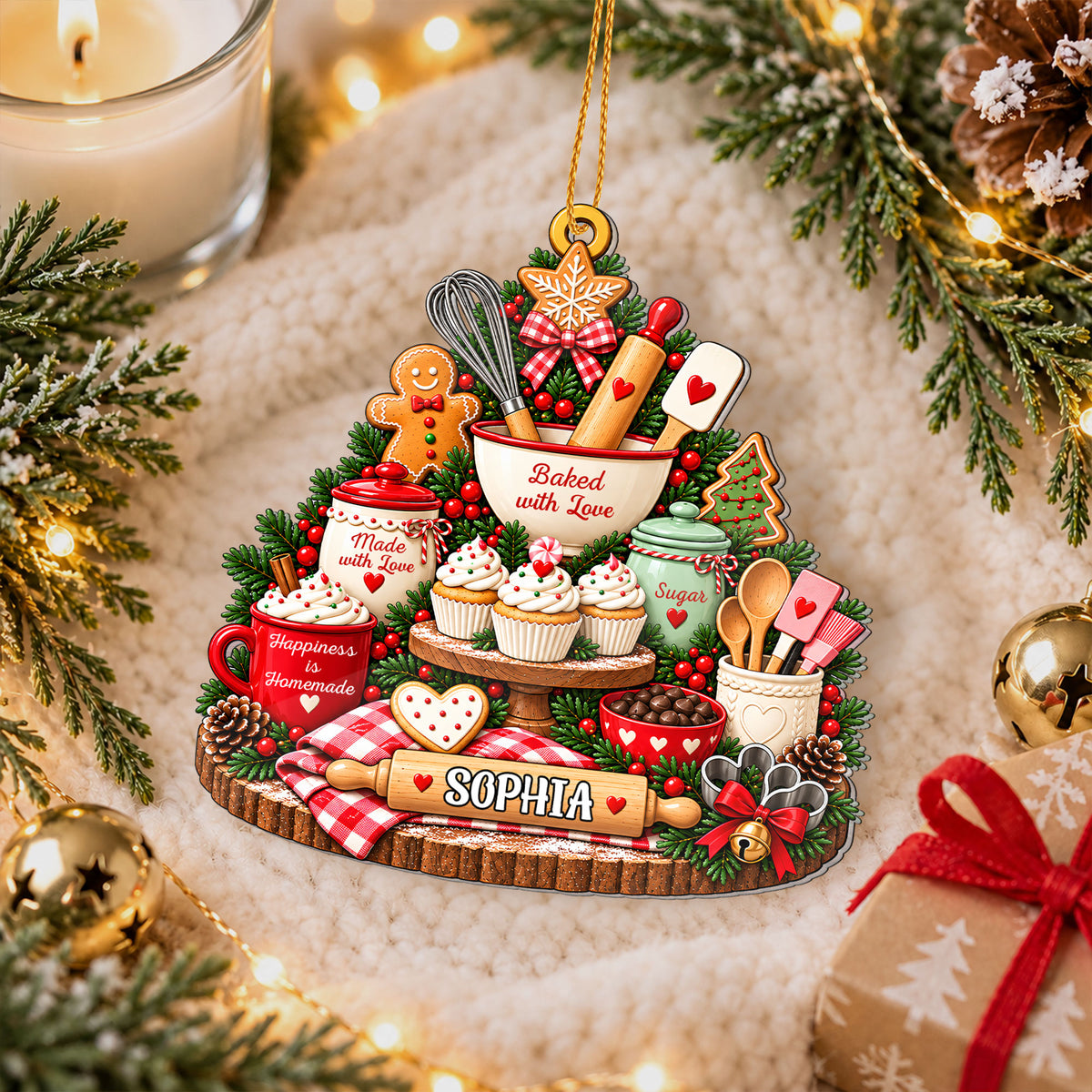 Personalized Custom Shape Acrylic Ornament - Custom Name Baking Christmas Ornament - Gift for Bakers