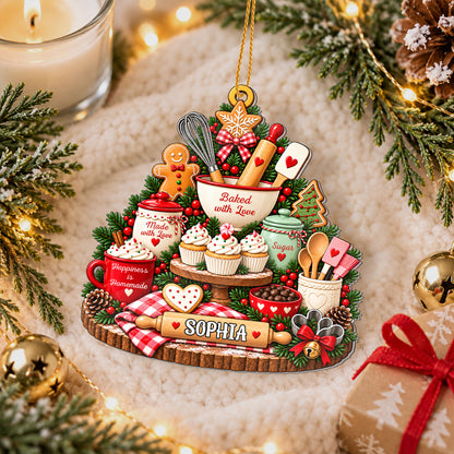 Personalized Custom Shape Acrylic Ornament - Custom Name Baking Christmas Ornament - Gift for Bakers