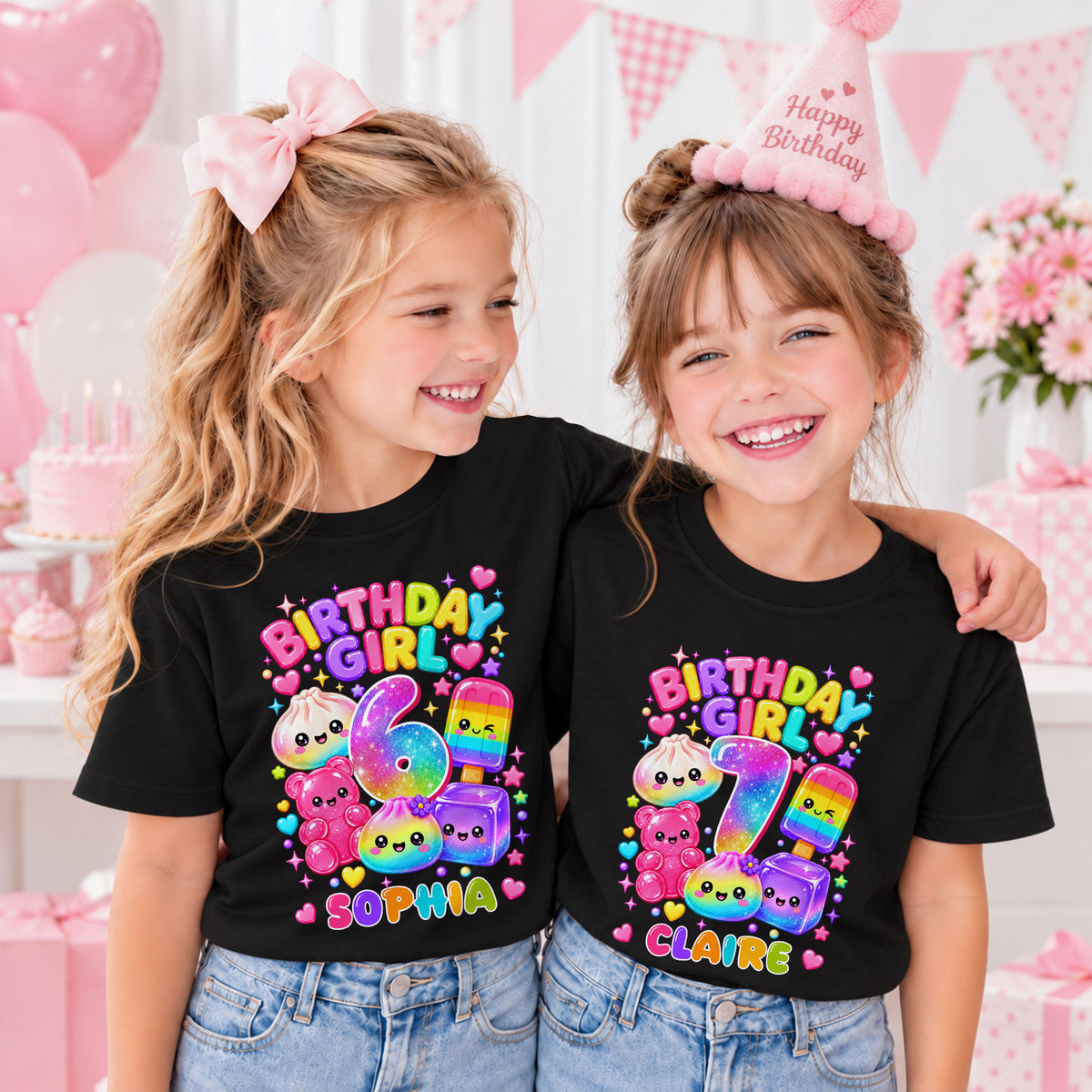 Personalized Dumpling Squish Birthday T-Shirt, Custom Squish Party Shirt For Kid, Birthday Girl Graphic Tee