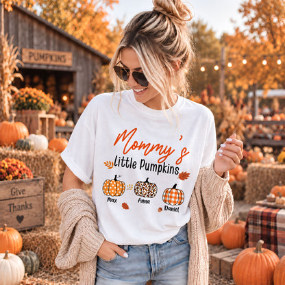 Personalized Grandma Thanksgiving Sweatshirt, Custom Family Name Autumn Little Pumpkin Family Gift