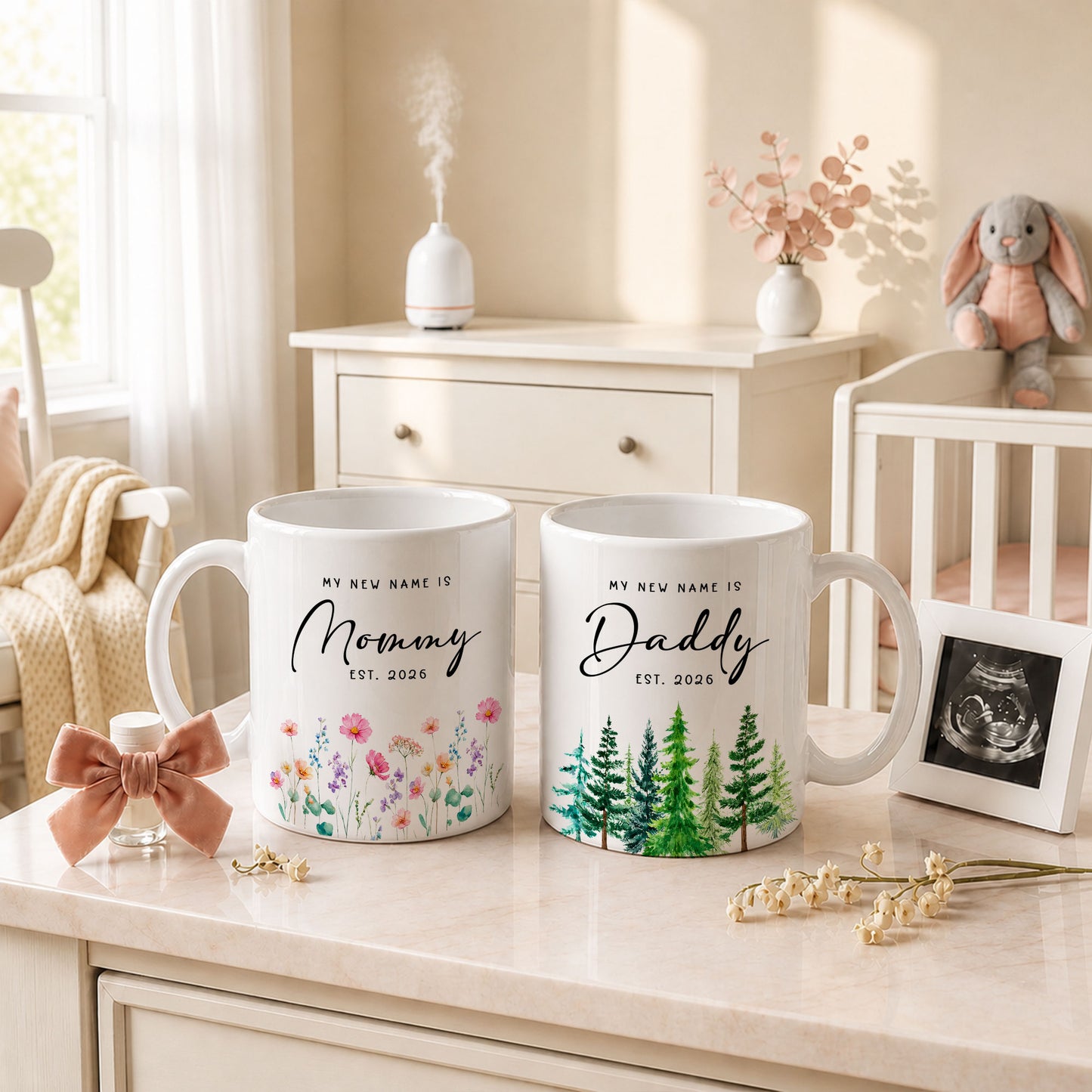 Personalized Mommy and Daddy Mug Set – Matching Coffee Mug Gift