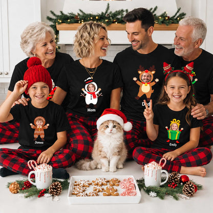 Custom Face Christmas Family Shirts, Personalized Holiday Characters, Matching Family Outfits
