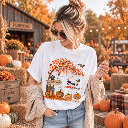 Personalized Grandma Thanksgiving Sweatshirt, Custom Family Name Autumn Pumpkin Patch Family Gift