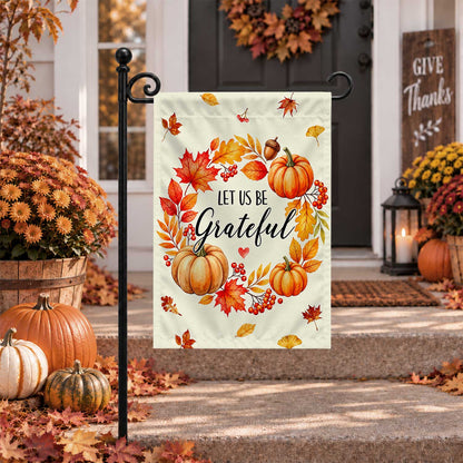 Give Thanks Fall Garden Flag, Rustic Cross Pumpkin Thanksgiving Yard Flag, Autumn Outdoor Decor