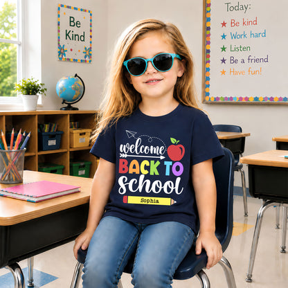 Personalized Welcome Back to School Teacher Student Shirt, Custom Name Back to School T-Shirt, First Day of School Gift Tee