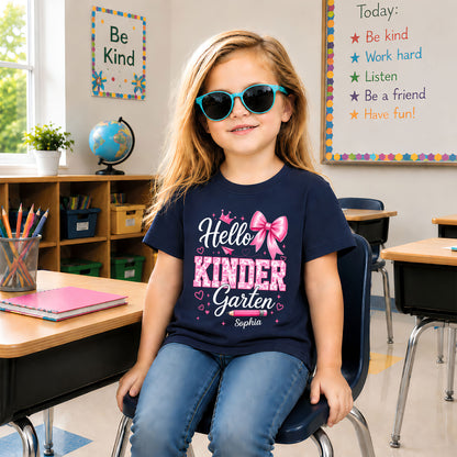 Personalized Hello School Shirt for Kids – Custom Name & Grade Back to School Tee for Pre-K to 8th Grade Students