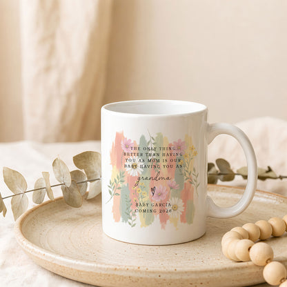 Personalized Grandma Mug – Custom Baby Name & Due Year Coffee Mug, Grandma Announcement Gift, Baby Coming 2026