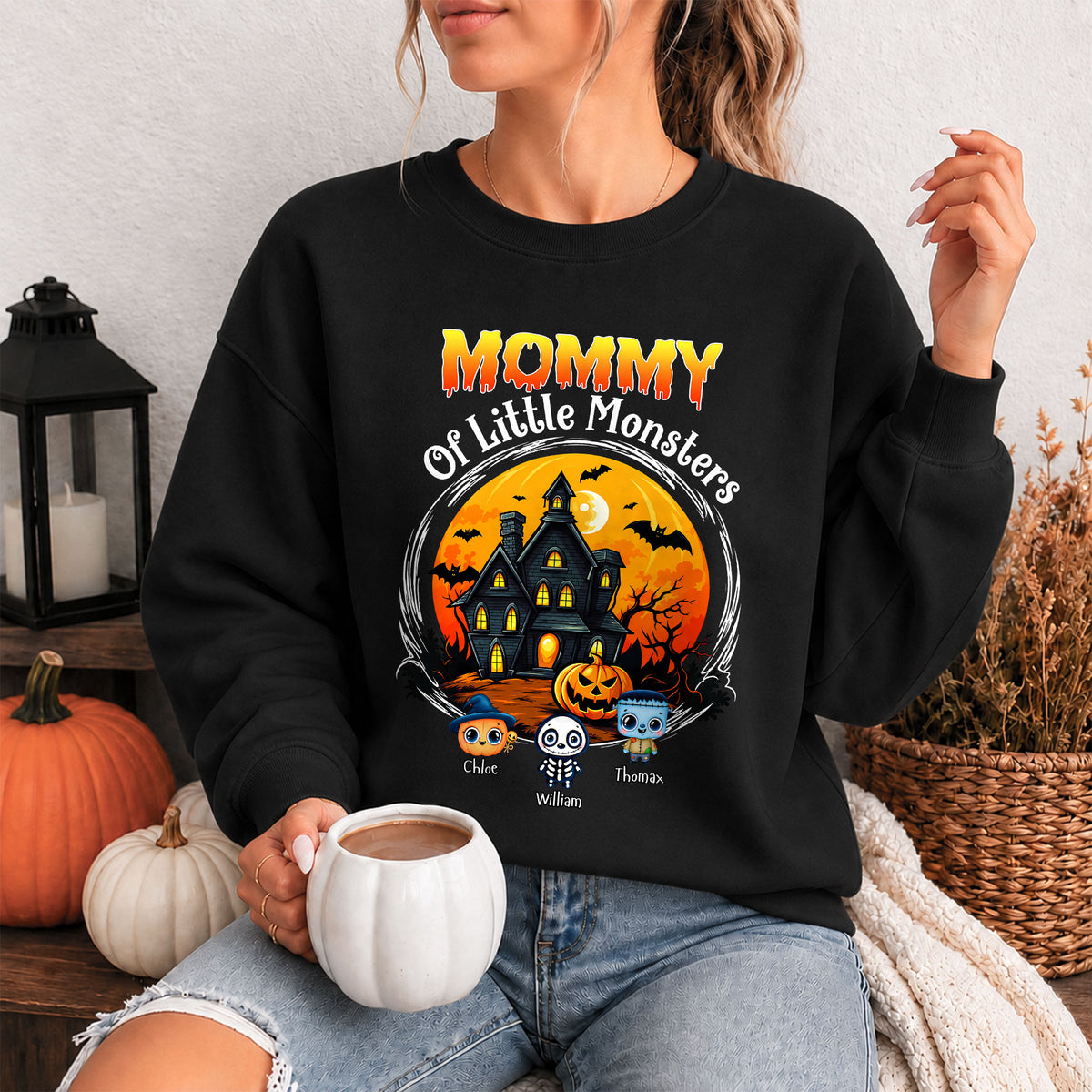 Personalized Halloween Family Shirt, Custom Characters & Names T-Shirt, Family Halloween Outfit, Cute Monster Design