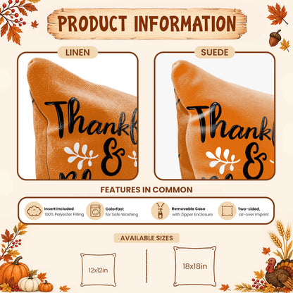 Thanksgiving Fall Decorative Pillow Set of 2 or 4, Harvest Throw Pillows for Home Decor, Gifts for Family