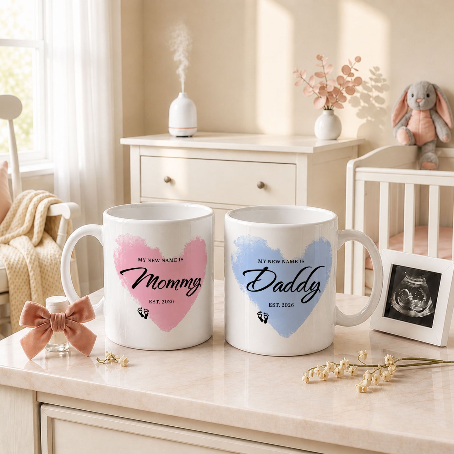 Personalized Mommy and Daddy Mug Set – Matching Coffee Mug Gift