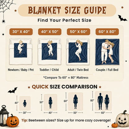 Skeleton Couple Blanket, Gothic Halloween Gift for Couples, Weird Love Design, Personalized Fleece Blanket & Sherpa Blanket