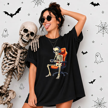 Skeleton Gamer Halloween Sweatshirt, Boys Pumpkin Gaming Shirt, Funny Halloween Gift