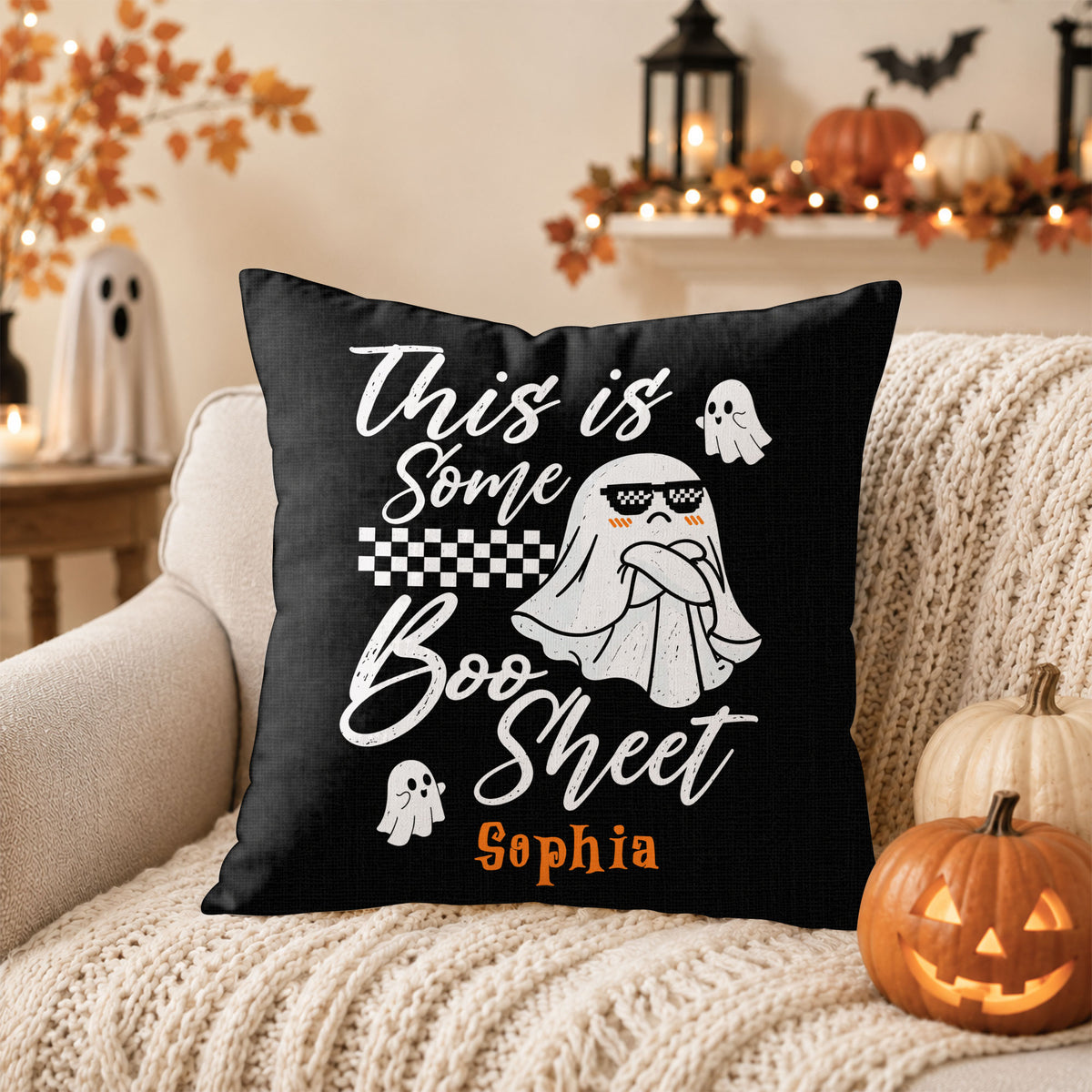 Personalized Halloween Ghost Pillow, This Is Some Boo Sheet Ghost Cushion, Cute Halloween Home Decor, Halloween Gift