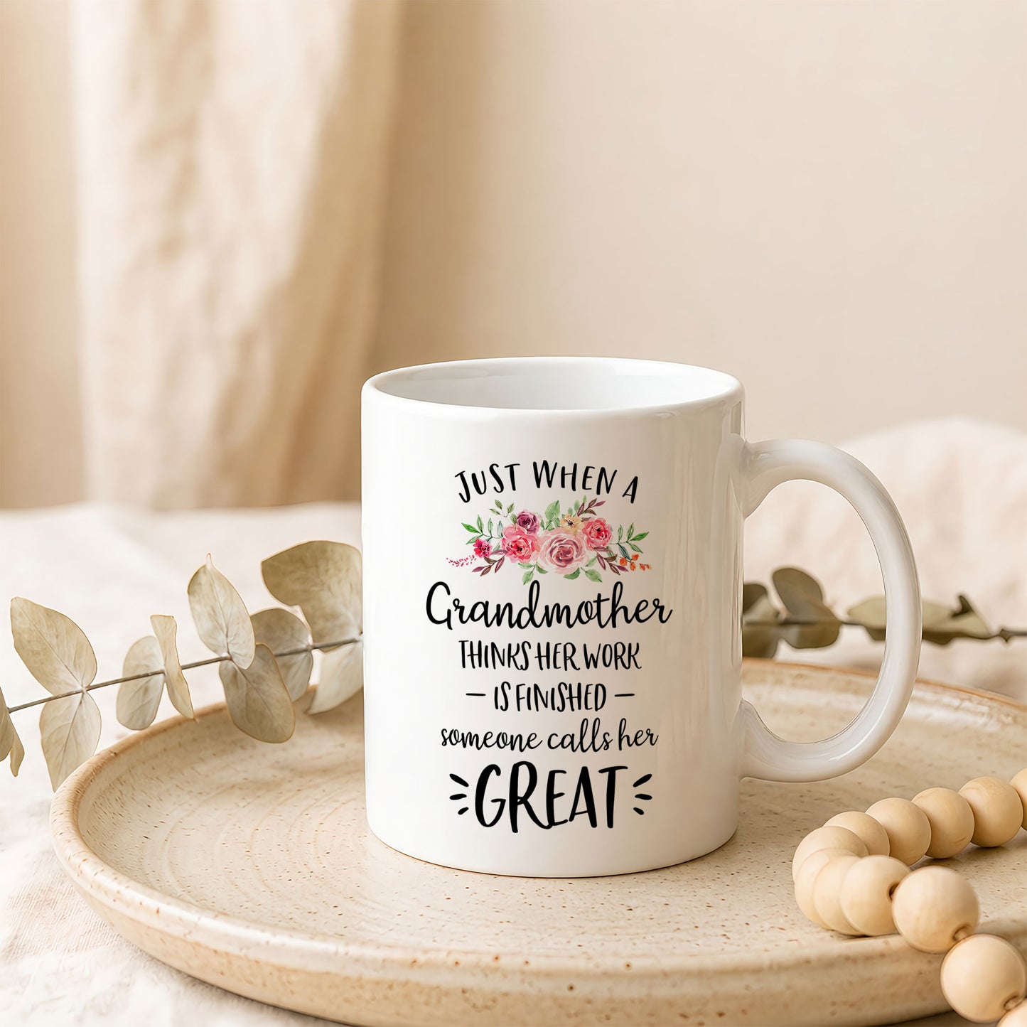 Personalized Grandmother Floral Coffee Mug Custom Name Gift for Grandma