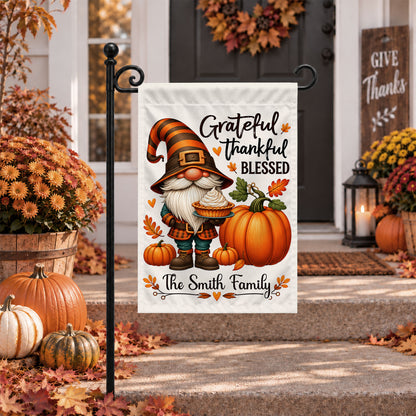 Personalized Thanksgiving Garden Flag - Custom Family Name Christian Flag - Thanksgiving Decor Gift