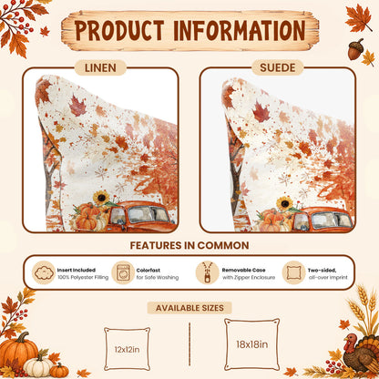 Thanksgiving Fall Decorative Pillow Set of 2 or 4, Harvest Throw Pillows for Home Decor, Gifts for Family