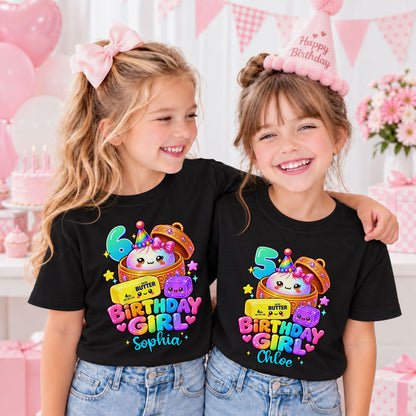 Personalized Dumpling Squish Birthday T-Shirt, Custom Squish Party Shirt For Kid, Birthday Girl Graphic Tee