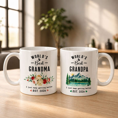 World’s Best Grandma Grandpa Mug Set – Personalized Coffee Cups