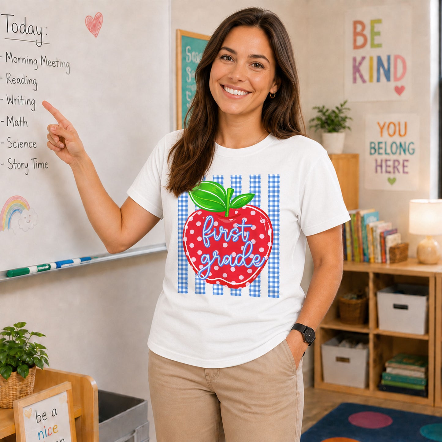 Personalized Striped Back to School Shirt for Kids Teachers – Custom Name & Grade Tee for Pre-K to 8th Grade Students, First Day Outfit