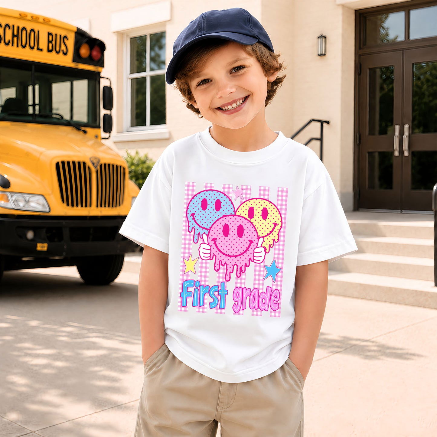Personalized Striped Back to School Shirt for Kids Teachers – Custom Name & Grade Tee for Pre-K to 8th Grade Students, First Day Outfit