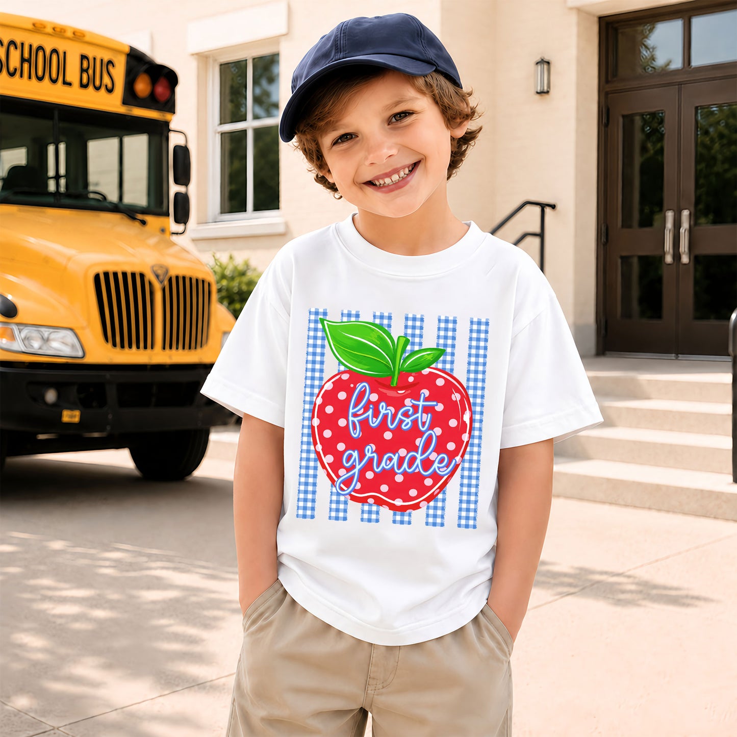Personalized Striped Back to School Shirt for Kids Teachers – Custom Name & Grade Tee for Pre-K to 8th Grade Students, First Day Outfit