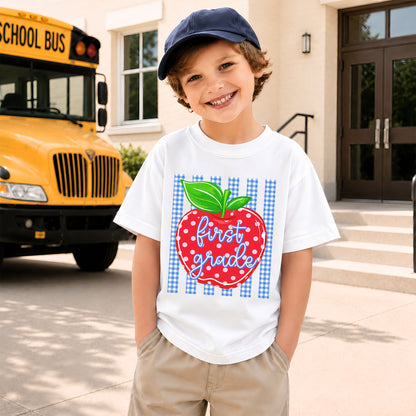 Personalized Striped Back to School Shirt for Kids Teachers – Custom Name & Grade Tee for Pre-K to 8th Grade Students, First Day Outfit