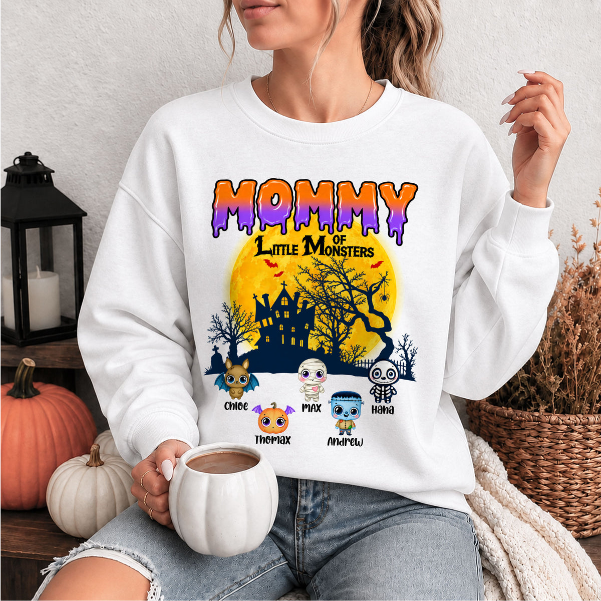 Personalized Halloween Family Shirt, Custom Characters & Names T-Shirt, Family Halloween Outfit, Cute Monster Design